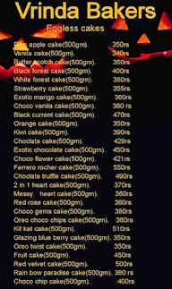 Vrinda Bakers menu 1