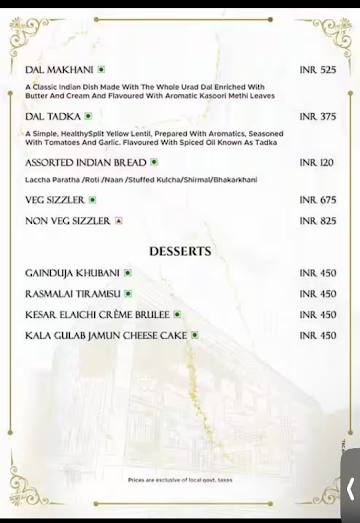 The Solitaire - Kohinoor Continental Hotel menu 