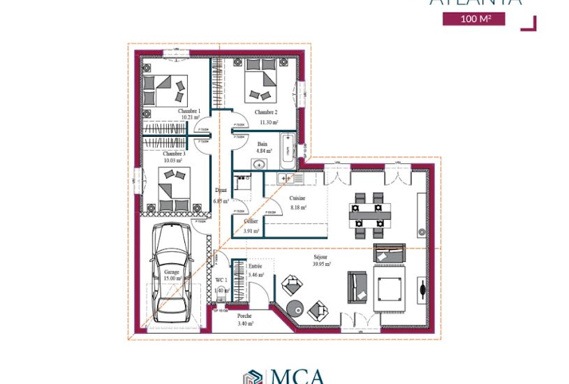  Vente Terrain + Maison - Terrain : 1 100m² - Maison : 120m² à La Brède (33650) 