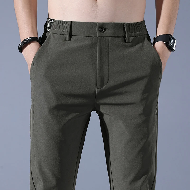 Sommer Dünne Eis Seide Herren Casual Hose, Einfach Glatt und Stretch, Bequem und Kühl für heiße Tage. Ideal für Freizeit.