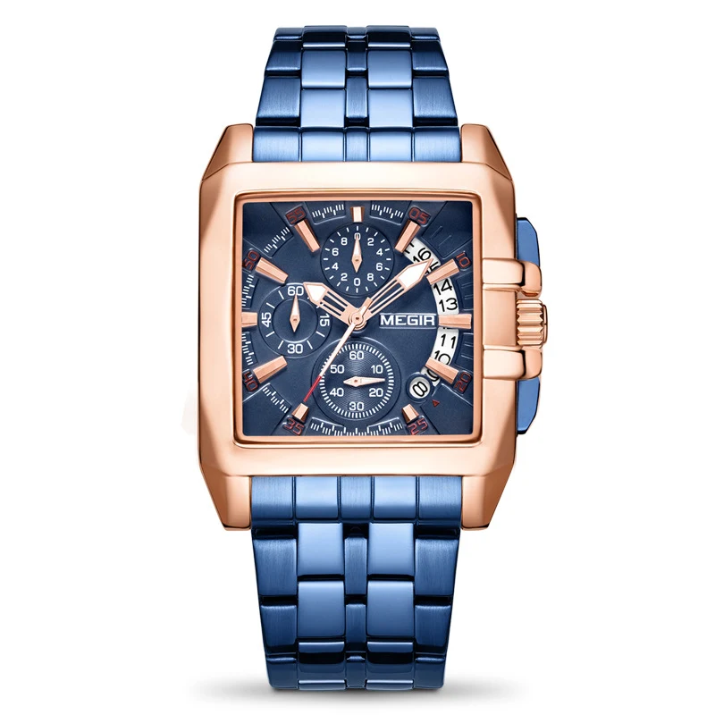 Relógio masculino cronógrafo de quartzo, com pulseira de aço, tendência de negócios, modelo 2018G, elegante e funcional.