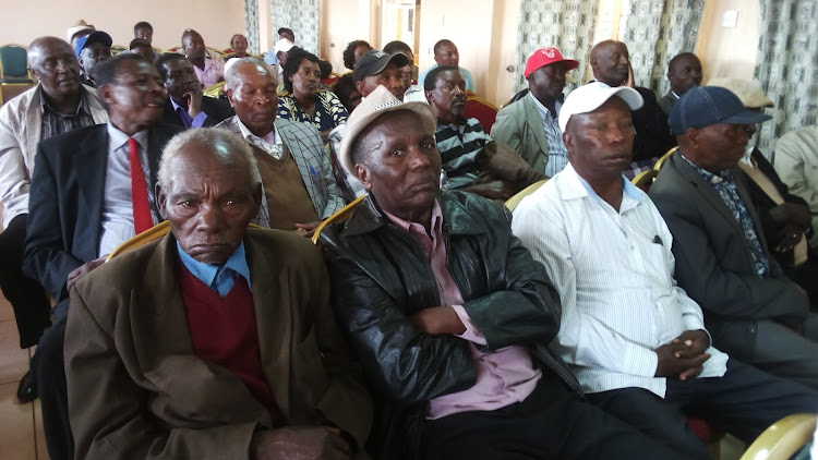 Former councillors during a Kenya Former Councillors Association meeting in a Nyeri town hotel on Friday