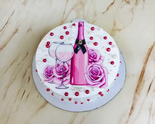 Champagne With Roses Cake