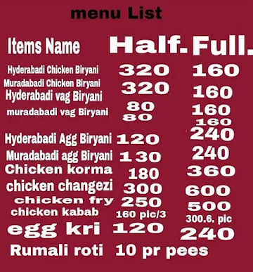 Shahi Muradabadi Chicken Corner menu 