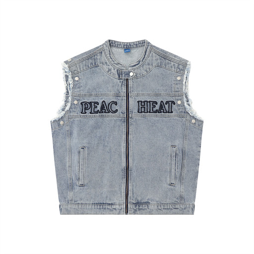 Title 4, Mens Letter Embroidery Denim Coat Detachable S...