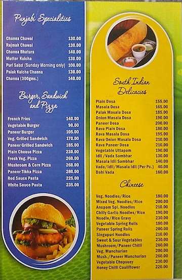 Anupam Sweets menu 