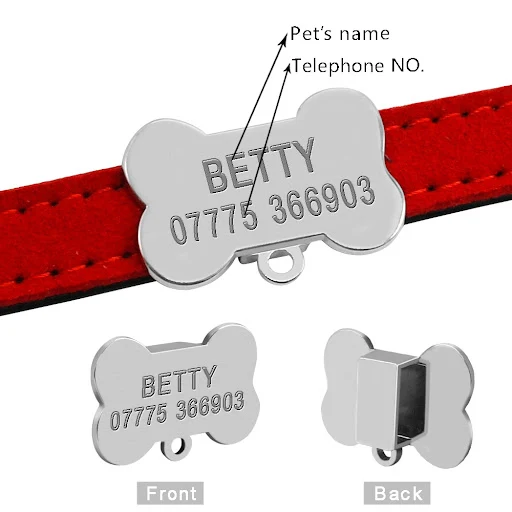 Anti-lost Dog Cat ID Tag for Collar Engraved Pet ID Tags Personalized Nameplate Fish/Bone/Cube Shape Chihuahua Free Bell