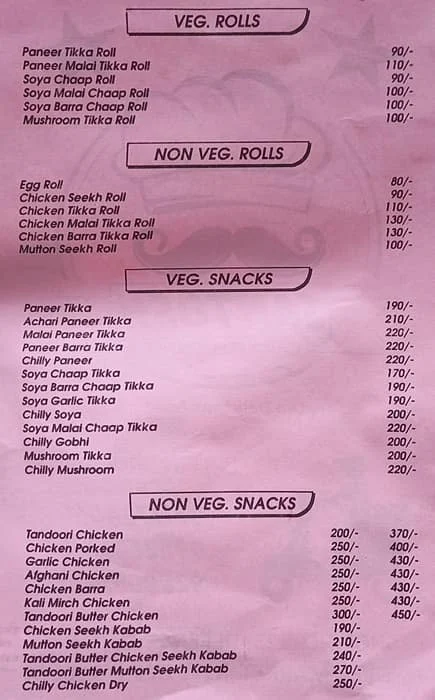 Shama Chcken Corner menu 