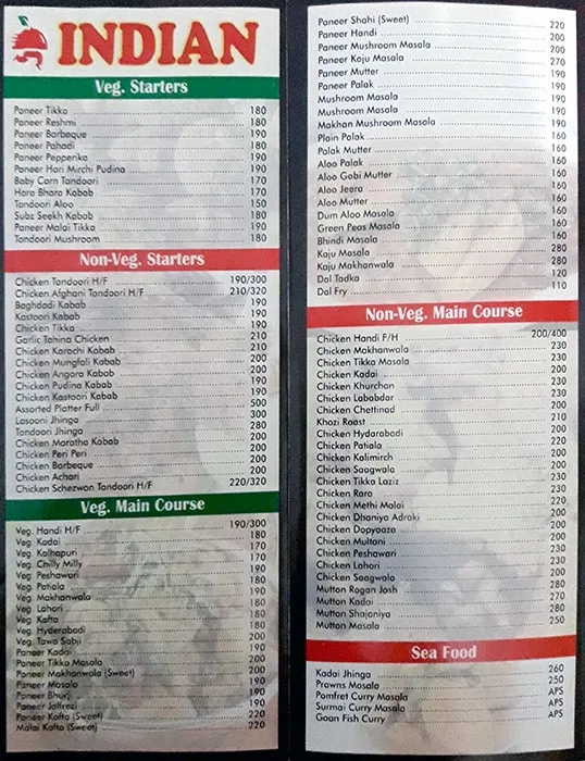 Mejwani menu 