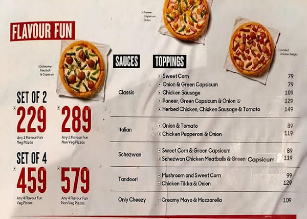 Pizza Hut menu 