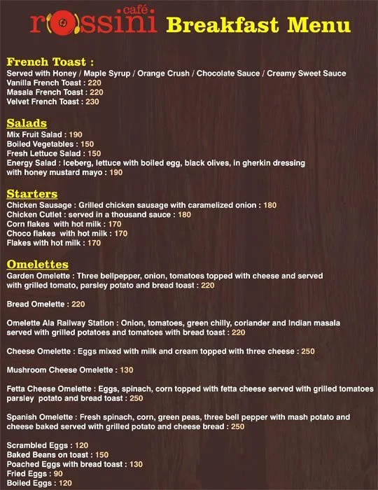 Cafe Rossini menu 