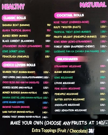 Rolling Ice menu 