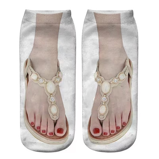 Title 11, Womens Fashion Simple Flip-flop Print Socks