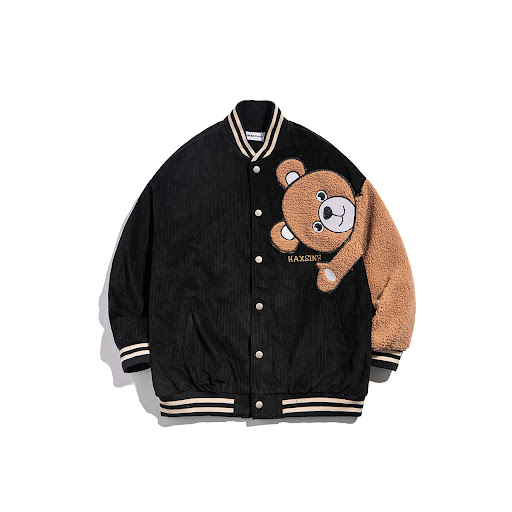 Title 2, Japanese Retro Bear Flocking Overalls Jacket Me...