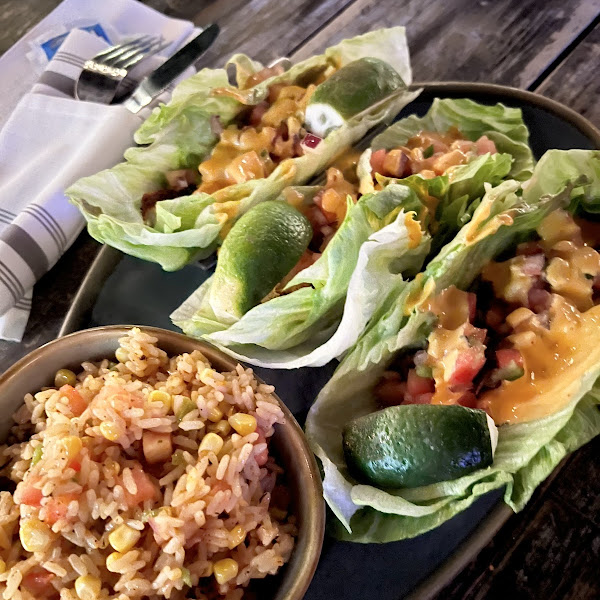 Fish tacos in lettuce wraps