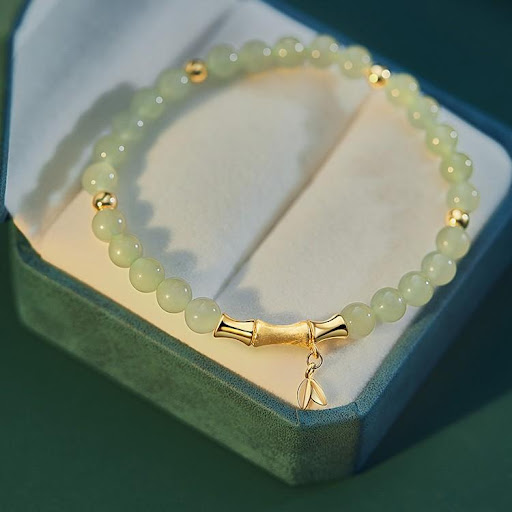 Title 1, 6mm Round Beads Natural Hetian Jade Safety Brac...