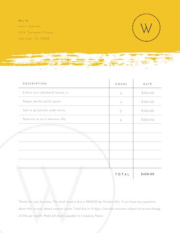 W Watermark - Freelance Invoice template