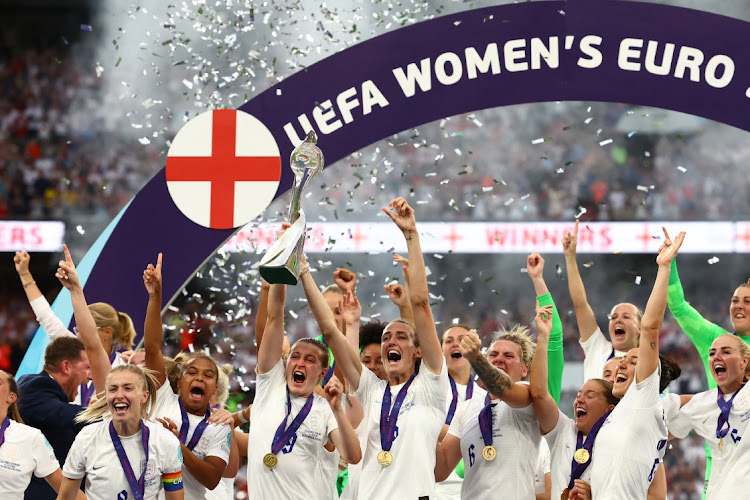 England's Ellen White lifts the trophy as she celebrates with teammates after winning the Women's Euro 2022 at Wembley Stadium in London, Britain, July 31 2022 Picture: LISI NIESNER/REUTERS