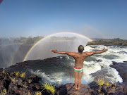 Siv Ngesi at the Devil's Pool, Victoria Falls, Zambia.