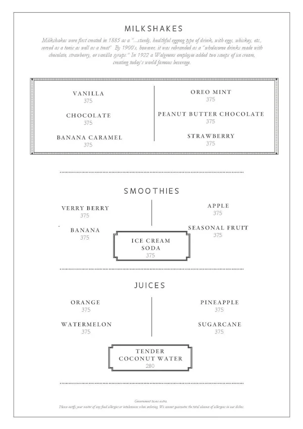 Long & Short - InterContinental menu 