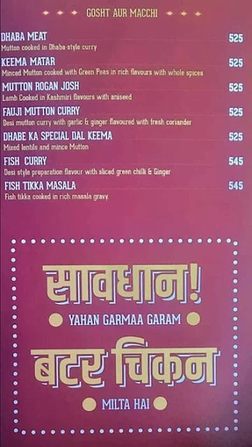 Dhaba At Atta menu 