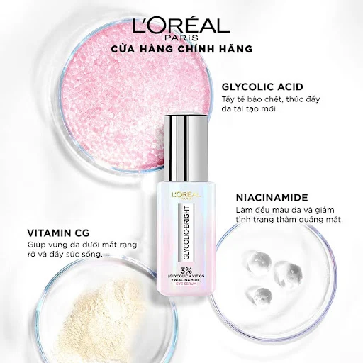 Loreal  - Dưỡng chất chăm sóc vùng da quanh mắt Glycolic - Bright dark circle eye serum 20ml