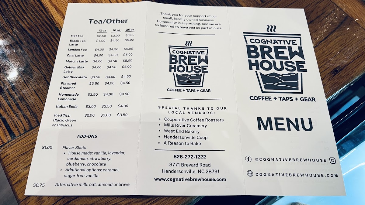 Cognative Brew House gluten-free menu