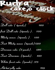 Rudra Cake ' O Clock menu 2