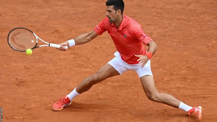 Novak Djokovic in a past action