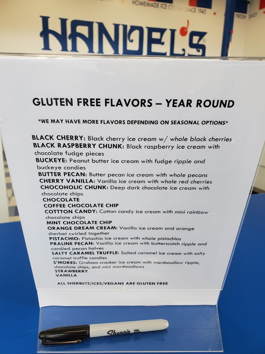 Gluten Free Menu