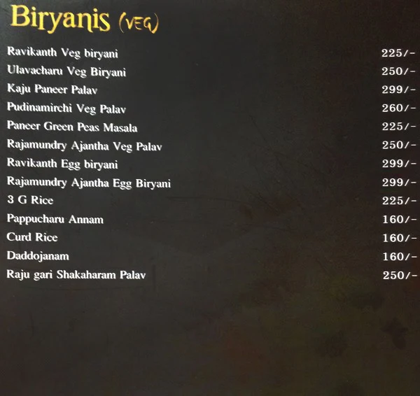 7 Biryanis - Costa Biryani's menu 