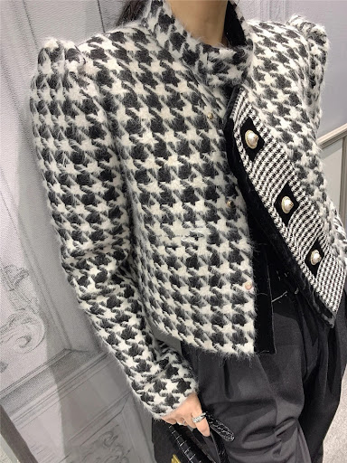 Title 4, New Fashion Casual Woolen Houndstooth Jacket Lo...