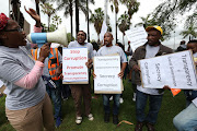 December6 ,2017. Right to know activists protest near te ICC where a council meeting was taking place. The Ethekwini Mayor Zanele Gumede wants to close some of the council meetings to the public. 