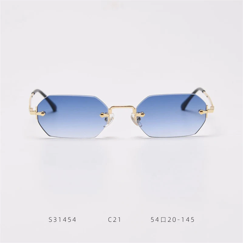 Title 5, Gafas de sol sin marco con diseño geométrico pa...