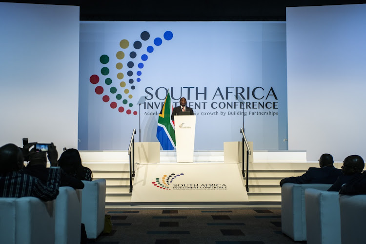 SA President, Cyril Ramaphosa, delivers the opening remarks at the South African Investment Conference in Johannesburg. Picture: WALDO SWEIGERS/BLOOMBERG