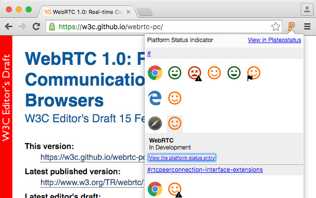 Platform Status Indicator chrome extension