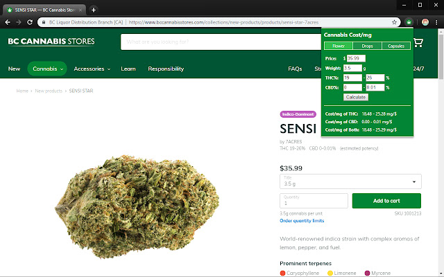 BC Cannabis Stores Assistant chrome extension