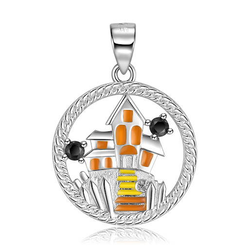 Title 5, Creative Halloween Castle Necklace S925 Sterlin...