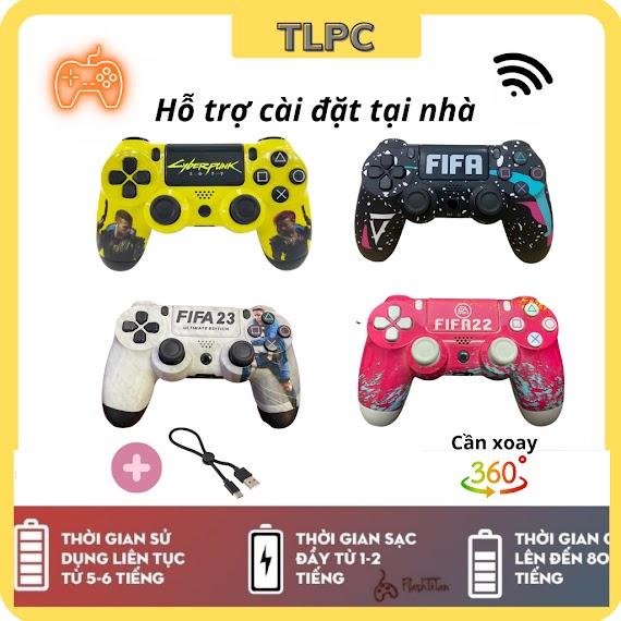 Tay Cầm P4 Mu, Tay Cầm Chơi Game Fifa Online 4 Bluetooth Cho Pc, Playstation, Ios, Tv Box, .. Tặng Dây Cáp Pc