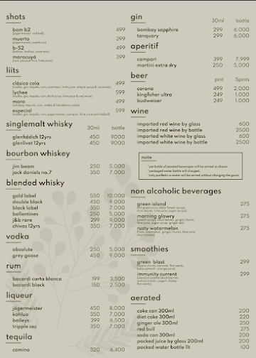 Casa Danza menu 