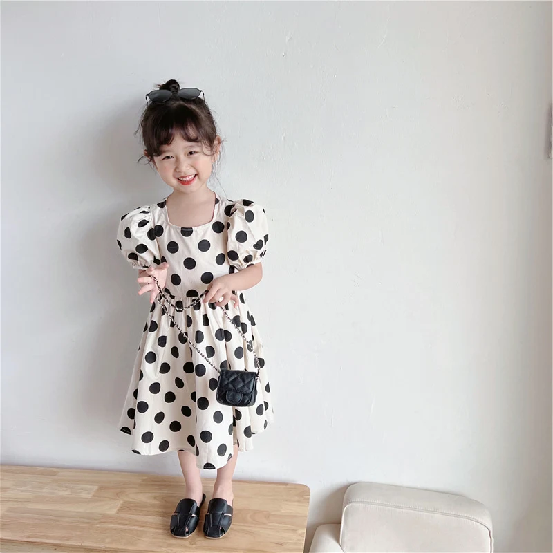 Title 11, Robe fille jupe à pois, taille nouée et style c...