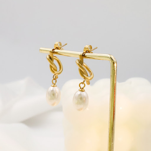 Title 6, Womens Fashion French Vintage Knotted Pearl Ea...