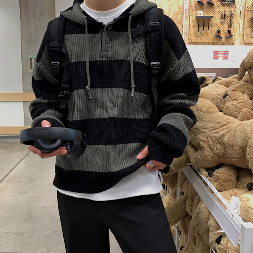 Title 3, Striped Sweater Mens Autumn Korean Version Loo...