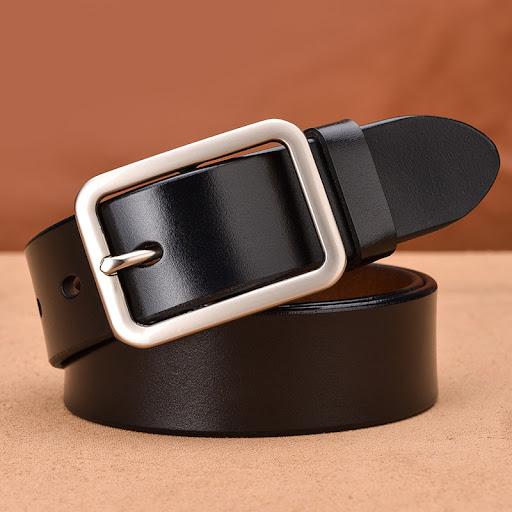 Title 2, Leather belt buckle belt for men and women. Dur...