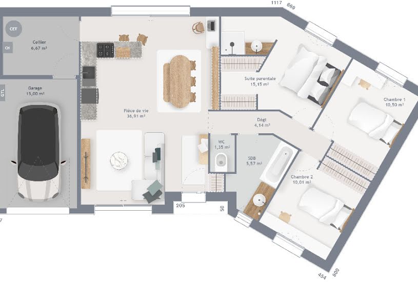  Vente Terrain + Maison - Terrain : 545m² - Maison : 90m² à Onnaing (59264) 