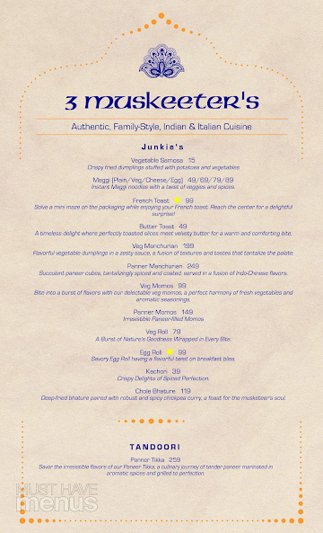 3 Musketeers Cafe menu 