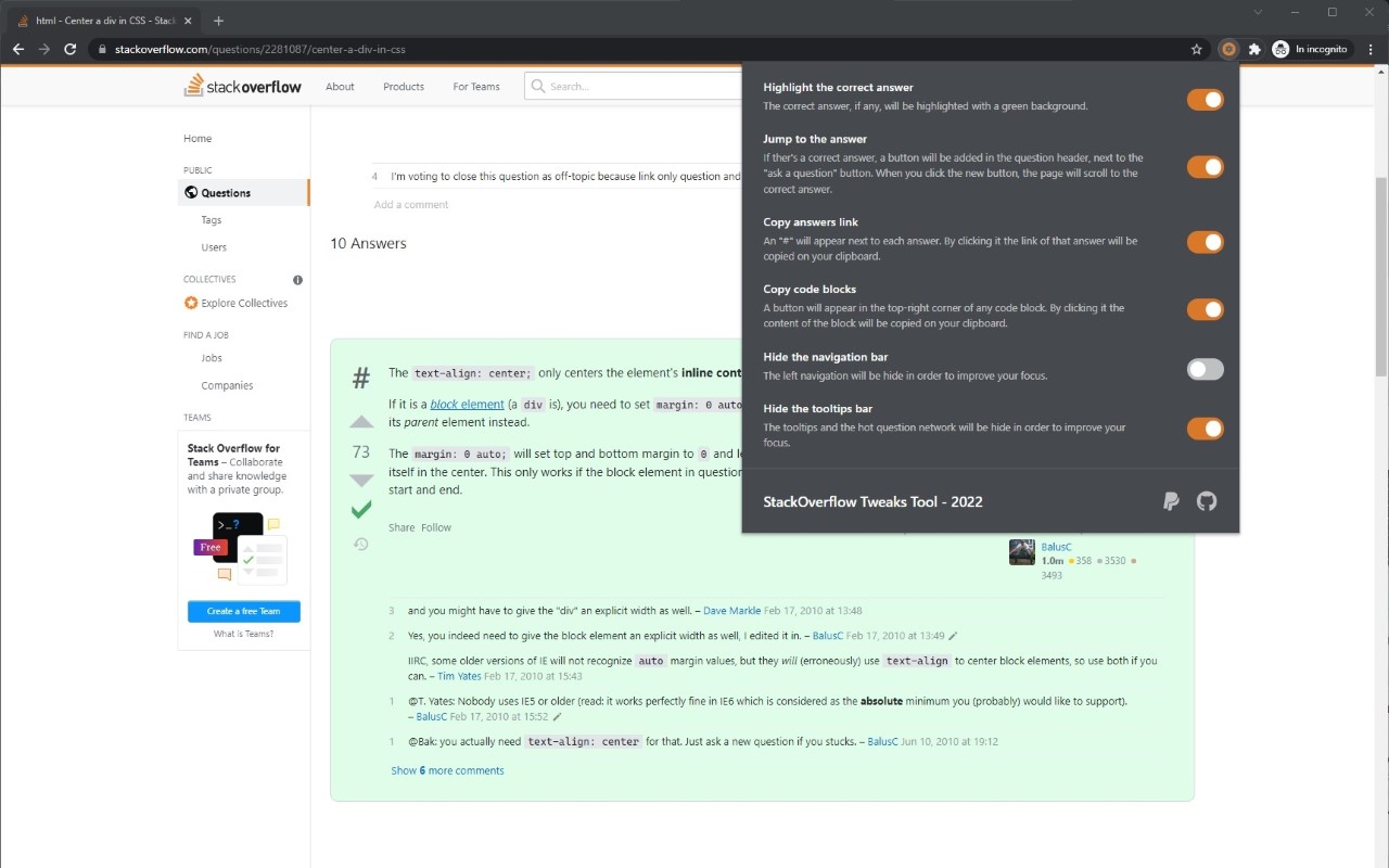 StackOverflow Tweaks Tool Preview image 3