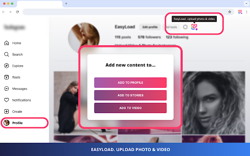 Photo & Video upload to Instagram from web