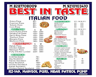 The Best In Taste menu 1