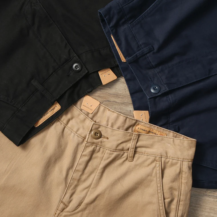 Pantalones Casuales Rectos Americanos Sueltos de Algodón Retro Workwear para un Estilo Cómodo y Clásico para Hombres